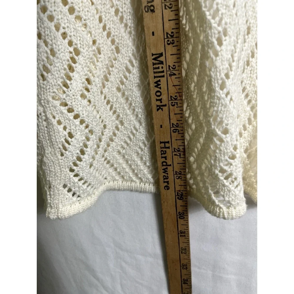 Boho Lightweight Crochet Jenny‎ Womens Cardigan Cotton Blend L Ivory